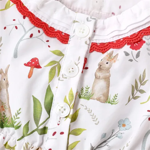 Vista 4 de PATPAT Vestido floral de princesa para niña, manga corta abombada, acampanado, elegante, vestido fruncido para niña de 3 a 24 meses