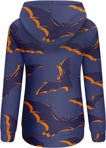Vista 3 de Youngnet Sudadera larga con capucha para mujer, talla grande, sudadera con cuello en V, ropa de trabajo para mujer, camisetas de Halloween