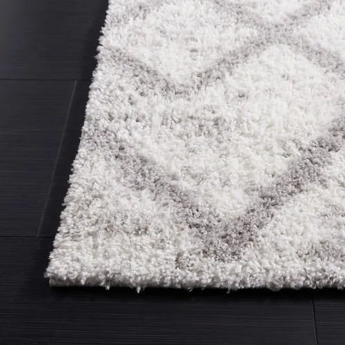 Vista 4 de SAFAVIEH Berber Shag Collection - Alfombra para pasillo, 2 pies 3 pulgadas x 8 pies, color gris y marfil, diseño bohemio rústico, no desprende