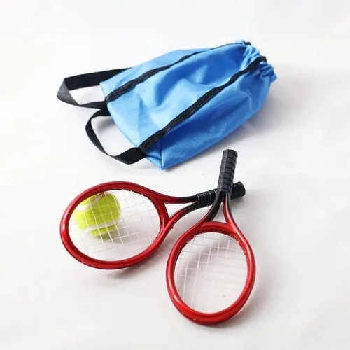 Vista 2 de Accesorios de decoración de casa de muñecas, simulación de casa de muñecas 1:12, juego de 4 piezas de mini tenis con bolsa