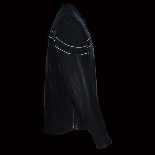 Vista 9 de Milwaukee Leather MLM1525 - Chaqueta MC ligera de cuero negro 'Crossover' para hombre