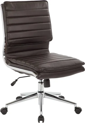 Vista 14 de Office Star SPX - Silla de invitados de piel sintética con respaldo medio con brazos de bucle y base cromada, color negro