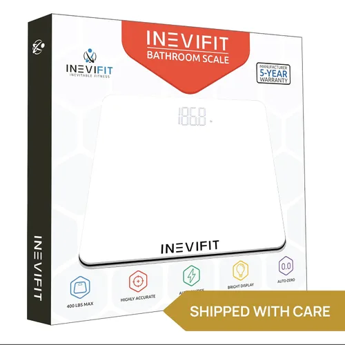 Vista 5 de Báscula de baño INEVIFIT, báscula digital de alta precisión, mide con precisión el peso de hasta 400 libras / 181.43 Kg.
