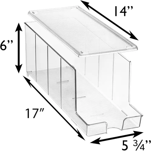 Vista 3 de Organizador de latas de refresco ClearSpace y dispensador de latas de refresco para refrigerador - Organizador de nevera y organizador apilable