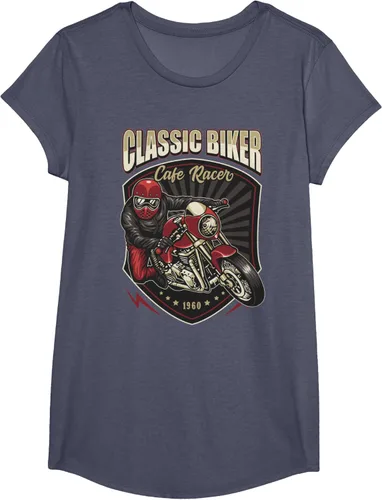 Vista 16 de Camiseta de motocicleta clásica Biker Cafe Racer para hombre, Negro, S
