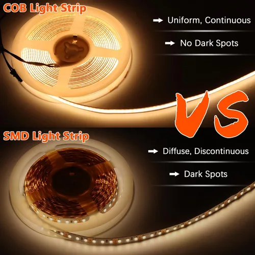 Vista 4 de VST Tira de luces LED COB de 16.4 pies CCT 2700K-6500K con certificación UL, luz LED regulable de 24 V CRI 93, 2400 LED súper brillante cinta