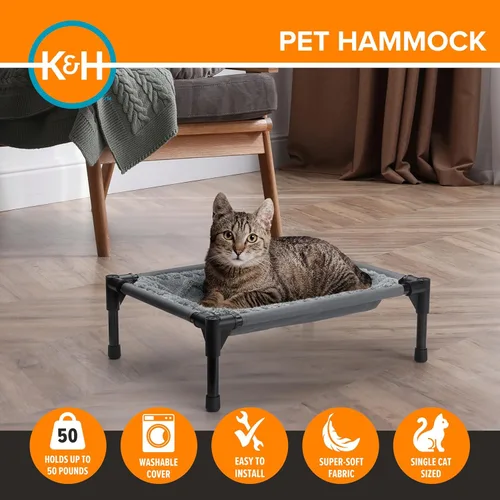 Vista 3 de K&H Cama elevada para gatos, cuna hamaca para mascotas, cama