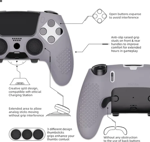 Vista 3 de PlayVital 3D Studded Edition Anti-Slip Silicone Cover Case for ps5 Edge Controller, Soft Rubber Protector Skin for ps5 Edge Wireless Controller with
