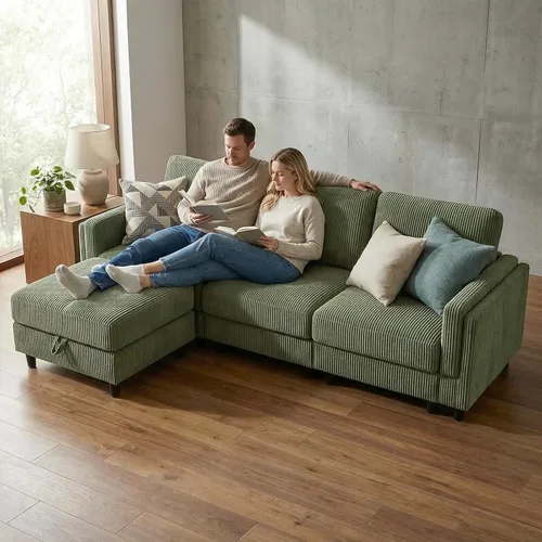Vista 31 de KKL Sofá modular de 84 pulgadas, sofás de 3 plazas para sala de estar con almacenamiento, sofá modular de asiento profundo seccional, funda