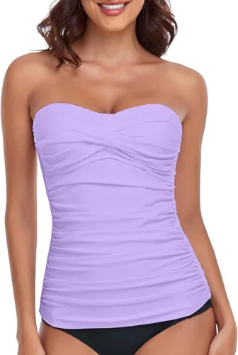 Vista 35 de RELLECIGA Top tankini con control de abdomen para mujer Negro