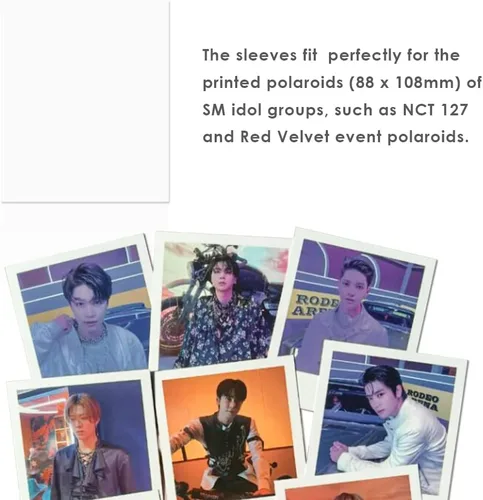 Vista 5 de Paquete de 50 fundas polaroid Kpop, ultra transparentes y ultra gruesas, fundas protectoras de 200 micras, perfectas para Kpop Standard 3.465x4.252