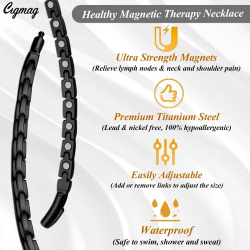 Vista 5 de Pulsera de cobre para hombre, imán ultra resistente, juego de collar y anillo magnético con herramienta de tamaño ajustable