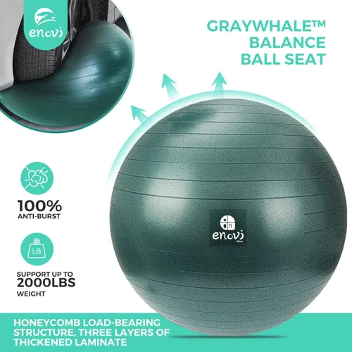 Vista 5 de Silla de bola Lite, pelota de yoga con funda para escritorio de oficina en casa, pelota de estabilidad y asiento de bola de equilibrio para aliviar
