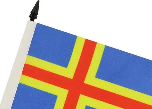 Vista 5 de AZ FLAG Aland Table Flag 4x6 in 100D Polyester Plastic Base Indoor use Finnish 15x10 cm desk flag stitched finish with reinforced edges with