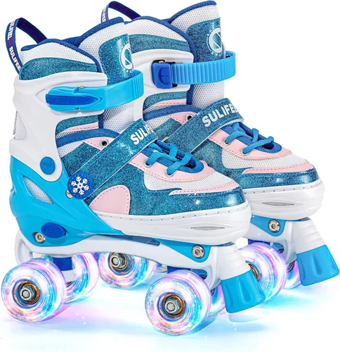 Vista 17 de SULIFEEL Rainbow Unicorn - Patines ajustables de 4 tamaños para niñas y niños de 3-5, 5-8, 6-12 años, patines para interiores y exteriores