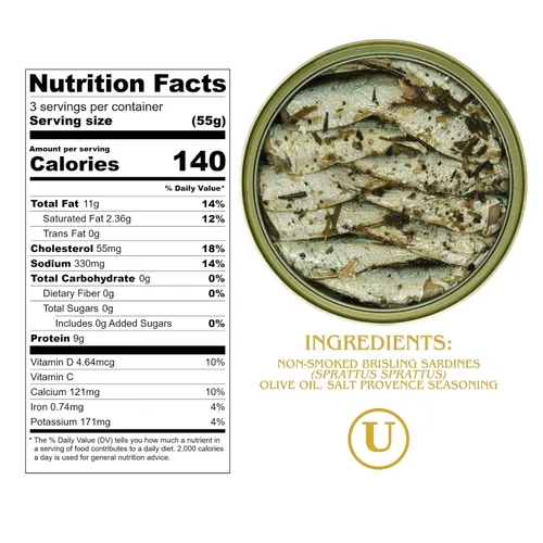 Vista 2 de Grilled Catch Wild Caught Brisling Sardinas en aceite de oliva con condimento de Provenza, latas de 5.6 onzas (paquete de 3)