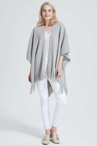 Vista 75 de Moss Rose Chal de viaje para mujer, capa tipo poncho de frente abierto para otoño e invierno
