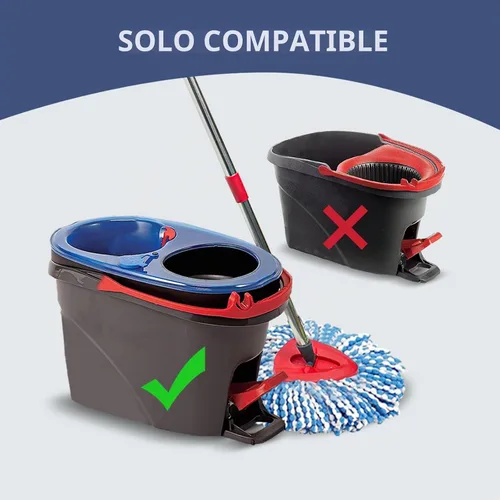 Vista 2 de Juego de repuesto de trapeador giratorio para RinseClean 2 tanques, 2 cabezales + mango + base Microfiber, Washable, Long-lasting, Rust-Resist