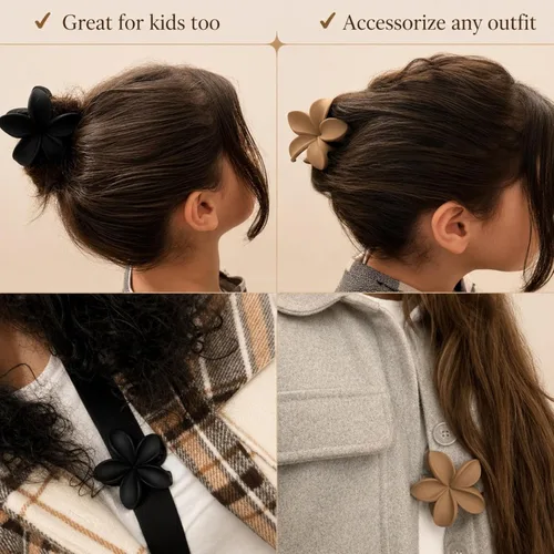 Vista 9 de Clips de cabello con flores para mujeres y niñas, cabello grueso a fino, clips de garra medianos bonitos, accesorios decorativos para el cabello