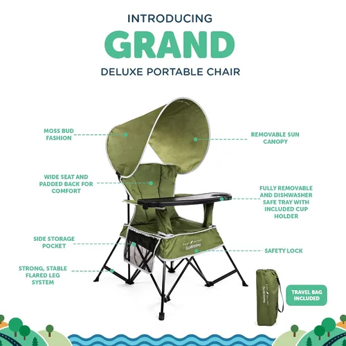 Vista 3 de Baby Delight Silla portátil Go with Me Grand Deluxe para niños Interior y exterior Moss Bud Green Verde musgo