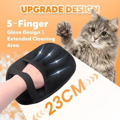 Vista 2 de Guantes eliminadores de pelo de mascotas, guantes de eliminación estática mejorados para pelo de mascotas, gatos y perros, herramienta