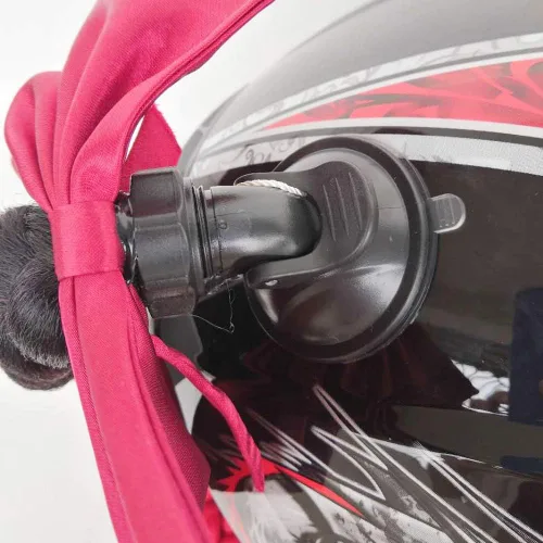 Vista 4 de Casco de coletas degradadas con rampa de trenzas para cola de caballo con ventosa con lazo o rosa para moto, 1 unidad de 24 pulgadas, muchos
