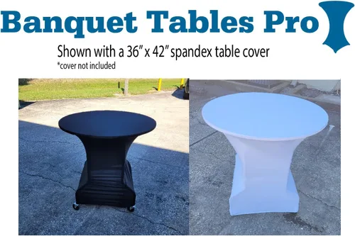 Vista 4 de Banquet Tables Pro Mesa plegable redonda de 36 pulgadas con ruedas para bodas y eventos
