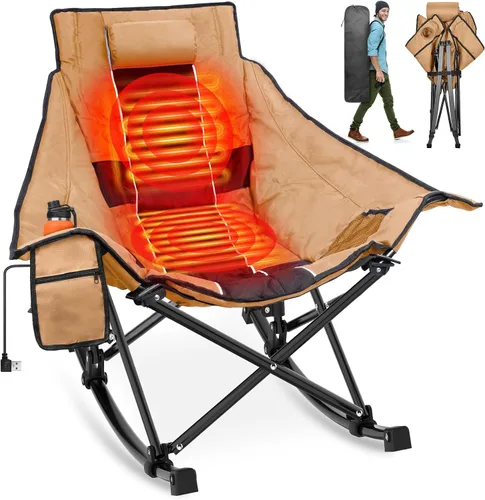 Vista 7 de Suteck Silla mecedora con calefacción, sillas de campamento plegables azul (blue sky)