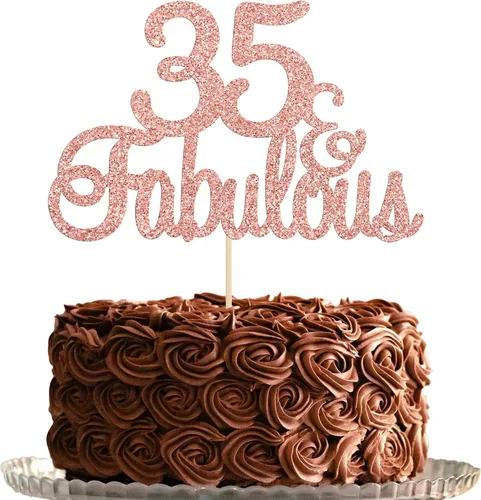 Vista 10 de Gyufise 1 decoración de pastel de 10 y fabulosa decoración de pastel de oro rosa con purpurina de diez y fabulosos adornos para tartas de feliz 10º