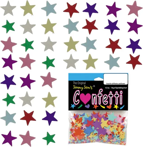 Vista 3 de Confetti Star 1/4" Multicolores - 4 bolsas de media onza (2 oz) #8563 Q02 Party Mix
