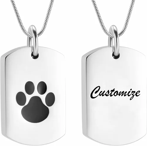 Vista 2 de Collar de urna de cremación para cenizas para mascotas, joyería conmemorativa de cenizas con estampado de patas, colgante de recuerdo, deja una foto