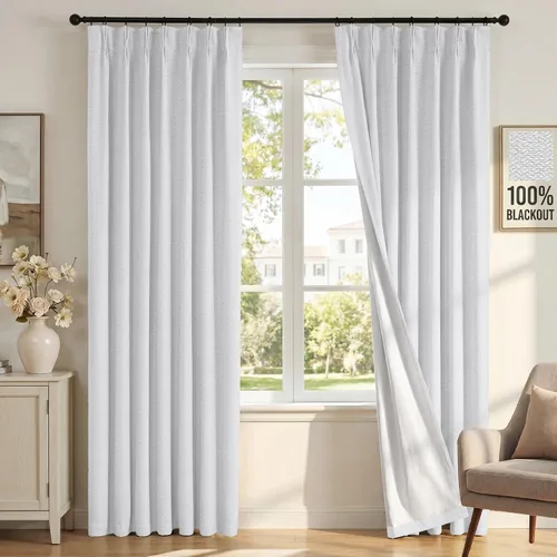 Vista 15 de H.VERSAILTEX Cortinas 100% de opacidad para dormitorio, cortinas plisadas para sala de estar, cortinas opacas con aislamiento térmico entrenadas