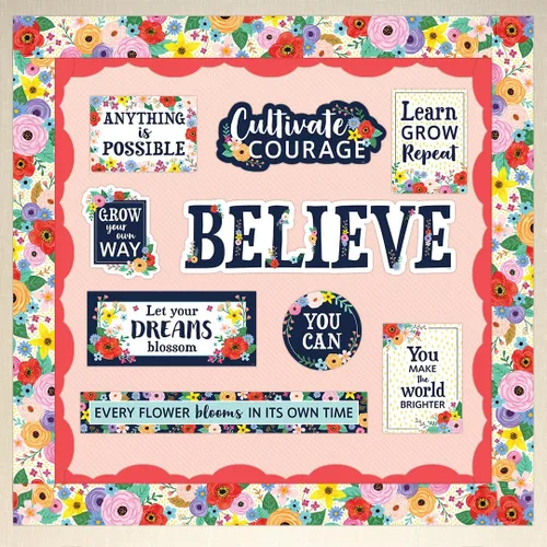 Vista 4 de Teacher Created Resources Wildflowers - Borde enrollado recto – 50 pies – Decora tablones de anuncios, paredes, escritorios, ventanas, puertas