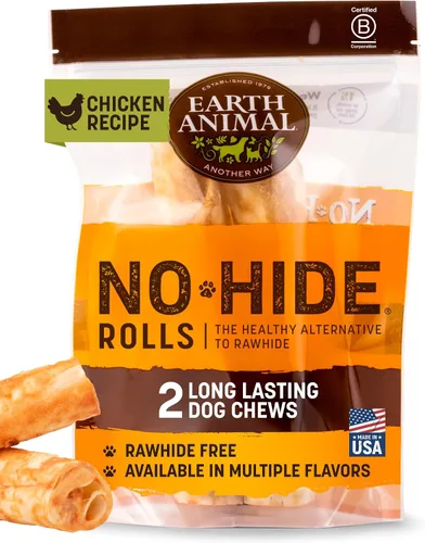 Vista 17 de Earth Animal Masticables sin ocultar – de The Grill Rolls Bacon Cheeseburger Sabor Rawhide Free Medium Dog Chews – 3