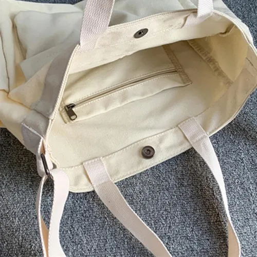 Vista 5 de Bolso bandolera de lona para mujeres y hombres, bolso de hombro grande con múltiples bolsillos, bolsa de lona, bolsa casual estética
