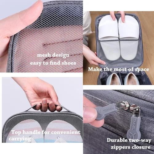 Vista 6 de Li'segarote Bolsas de zapatos para viajes, paquete de 6 bolsas grandes multicolor para zapatos para hombres y mujeres, bolsa organizadora de zapatos