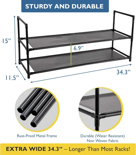 Vista 4 de Sundaze Zapatero - Zapatero de 2 niveles para entrada de puerta delantera, organizador de zapatos largo resistente para armario, dormitorio