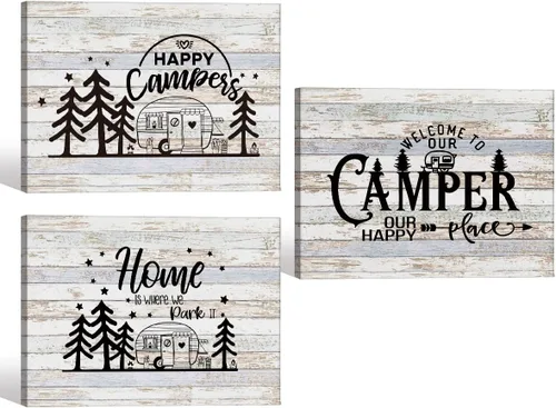Vista 15 de Let The Adventure Begin - Lienzo decorativo para pared, enmarcado para sala de caravana, baño, decoración de remolques, 11 x 14 pulgadas, regalos