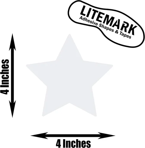 Vista 2 de LiteMark Calcomanías de vinilo mate extraíbles con diseño de estrella Blanco