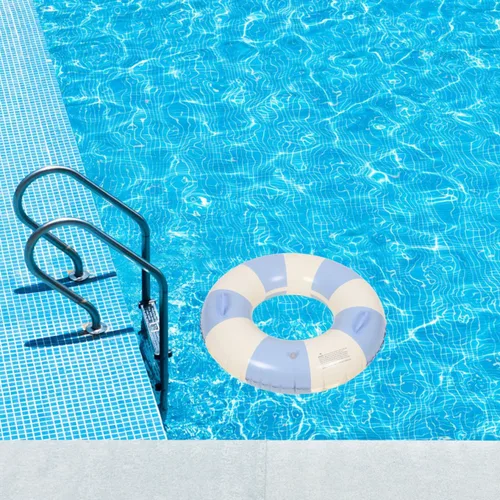 Vista 8 de Garneck Anillo de natación inflable de 32.3 pulgadas, diseño retro a rayas, flotante, flotadores de piscina con asas, anillos de PVC para adultos