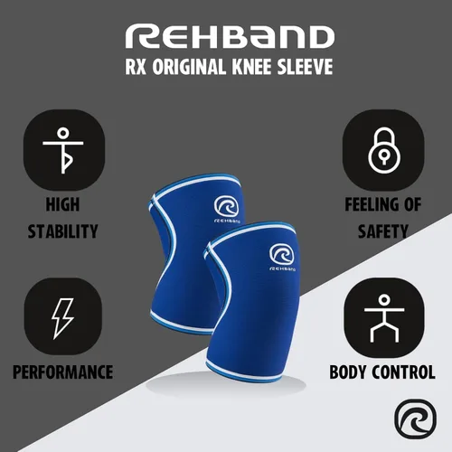 Vista 2 de Rehband Rodillera clásica para entrenamiento de fuerza, rodillera de neopreno de 0.276 in, levantamiento de pesas, soporte de rodilla flexible