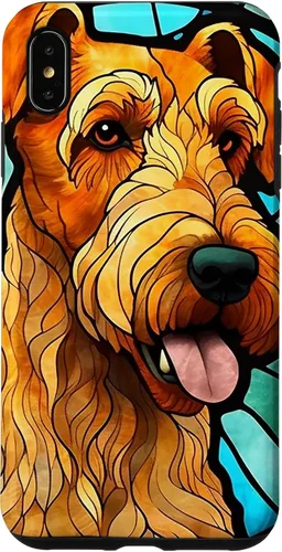 Vista 11 de Airedale Terrier Dog Stained Glass Case for iPhone 17