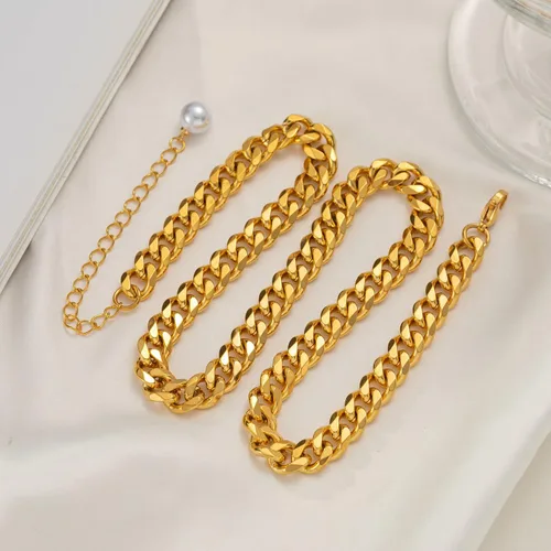 Vista 2 de Yarpiany Collar de cadena de eslabones cubanos para mujer, collares de cadena para mujer, collares de oro de moda, collar de oro para mujer