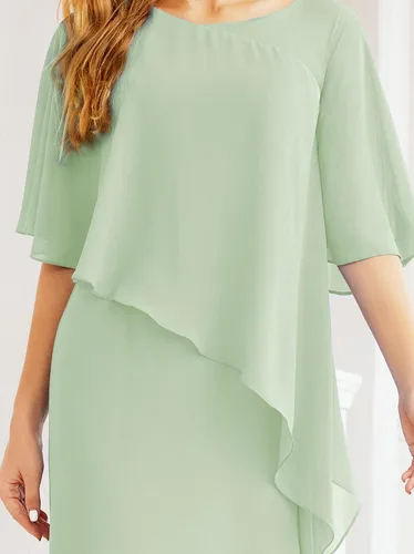 Vista 2 de Numbersea Vestidos de gasa de primavera de talla grande para madre de la novia, vestido formal de baile de graduación, capa con volantes
