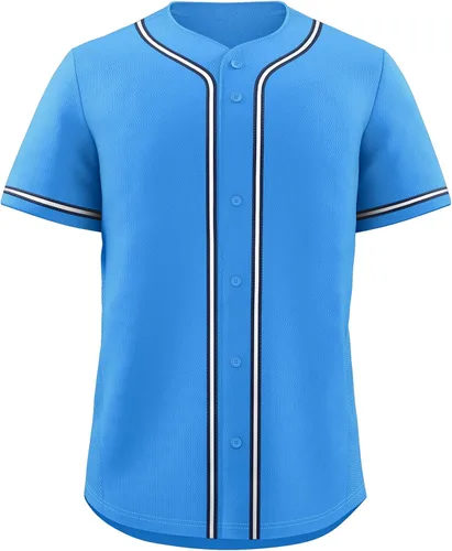 Vista 13 de KXK Camiseta de béisbol en blanco para hombre, camisas casuales con botones, manga corta, uniforme deportivo de equipo activo