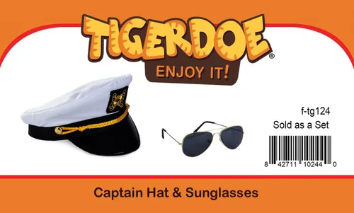 Vista 7 de Tigerdoe Sombrero de capitán de yate, sombrero de marinero y gafas de sol de aviador, disfraz de marinero