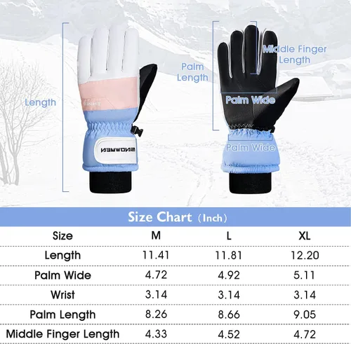 Vista 7 de Century Star Guantes de esquí para hombres y mujeres, guantes de nieve para pantalla táctil, impermeables, cálidos, guantes de snowboard para moto