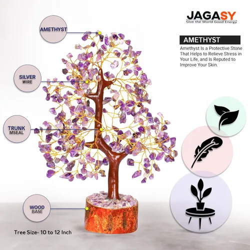 Vista 4 de JAGASY Regalos de cristal para hombres, árbol de la vida, decoración de habitación, artículos de Feng Sui, árbol de cristal para energía positiva