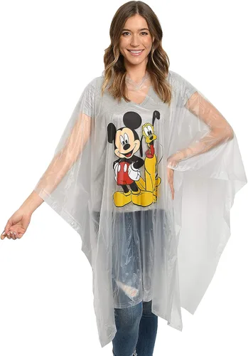 Vista 7 de Disney Mickey Mouse - Poncho de lluvia con capucha, estampado unisex para adultos