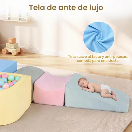 Vista 6 de INFANS Juguetes de escalada para niños pequeños, bloques de escalada de espuma y pozo de pelotas para bebé, juego de estructura de actividad de 5